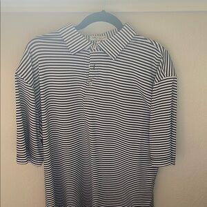 Peter Millar Black and White Striped Polo